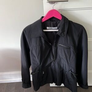 A Go to Short jacket, size 8, black,for fall or spring, tasteful leather accents